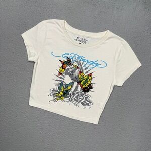 Ed Hardy Rhinestone Crop Top T-shirt